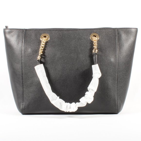 Coach XL Chain Shoulder Bag Black Leather Tote NEW - Picture 4 of 7